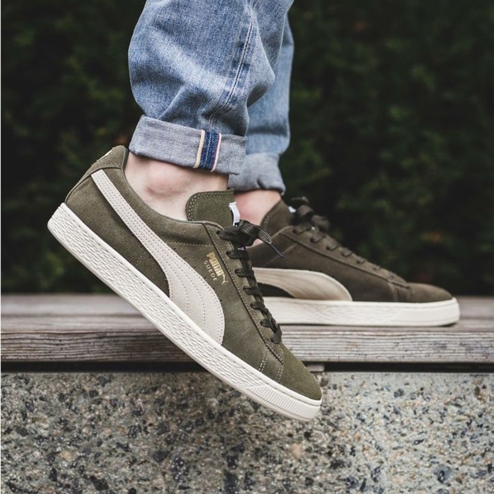 Puma Men’s  Olive Green Suede Sneakers Sz 10